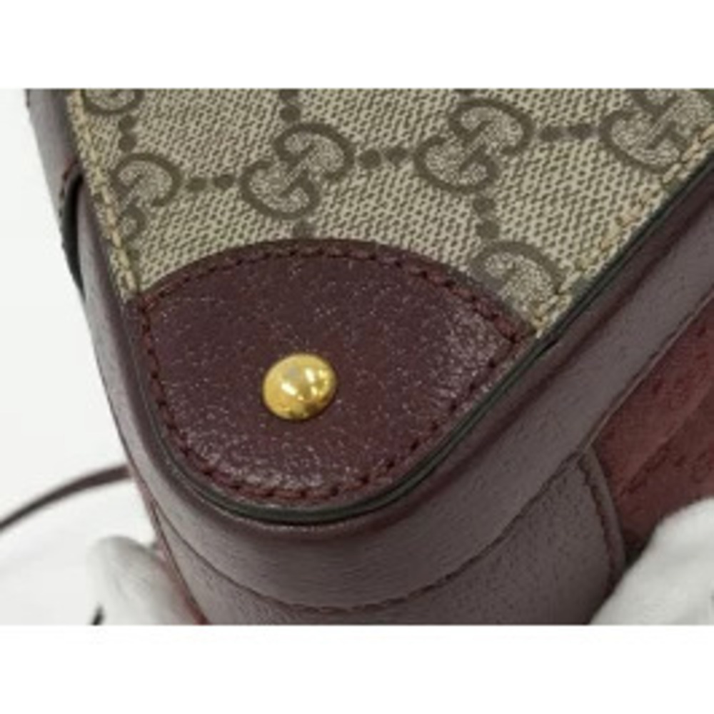 GUCCI shoulder bag leather canvas Bordeaux Red - Picture 7 of 9